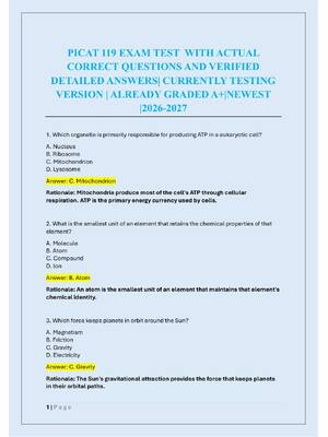 Preview image for PICAT 119 EXAM TEST
