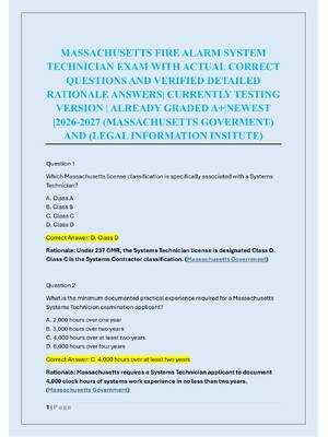 Preview image for MASSACHUSETTS FIRE ALARM SYSTEM  TECHNICIAN EXAM