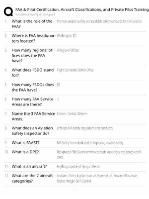 Preview of FAA Pilot Certification / Aircraft Classifications / 2026 Update / Score 100% / Exam Prep
