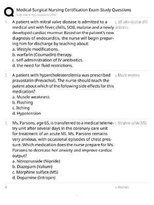 Preview of CMSRN Exam / Med-Surg Certification / 2026 Update / Score 100% / Exam Prep Study Guide