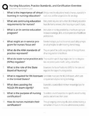 Preview of Nursing Education / Practice Standards & Certification / 2026 Update / Score 100% / Exam P