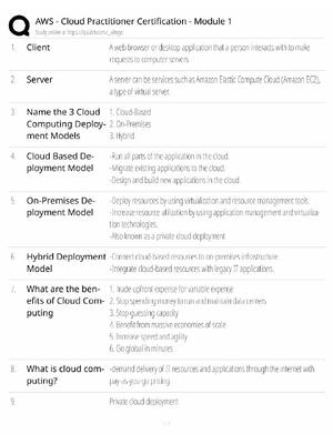 Preview of AWS Cloud Practitioner Study Guide / Module 1 / Score 100% / 2025 Update / Exam Prep