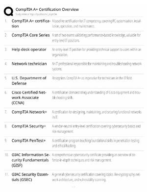 Preview of CompTIA A+ Study Guide / Certification Overview / Score 100% / 2025 Update / Exam Prep