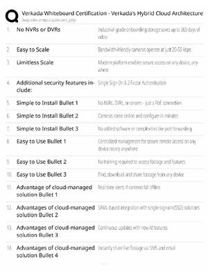 Preview of Verkada Whiteboard Study Guide / Hybrid Cloud Architecture Certification / Score 100% / 20