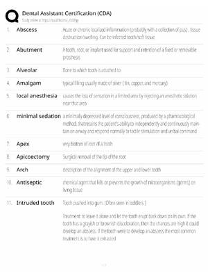Preview of CDA Dental Assistant Study Guide / Certification Exam Prep / Score 100% / 2025 Update
