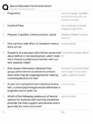 Preview of Special Education Study Guide / Certification Exam Prep / Score 100% / 2025 Update
