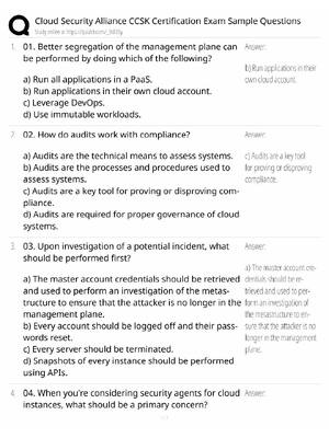 Preview of CCSK Cloud Security Study Guide / CSA Certification Exam Prep / Score 100% / 2025 Update