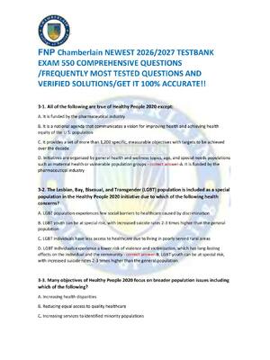 Preview of FNP Chamberlain NEWEST 2026/2027 TESTBANK  EXAM 550 COMPREHENSIVE QUESTIONS  /FREQUENTLY M