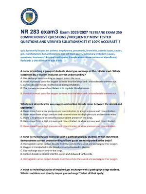 Preview of NR 283 exam3 Exam 2026/2027 TESTBANK EXAM 250  COMPREHENSIVE QUESTIONS /FREQUENTLY MOST TE