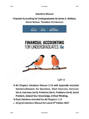 Preview of Solutions Manual for Financial Accounting for Undergraduates 6th Edition By James Wallace,