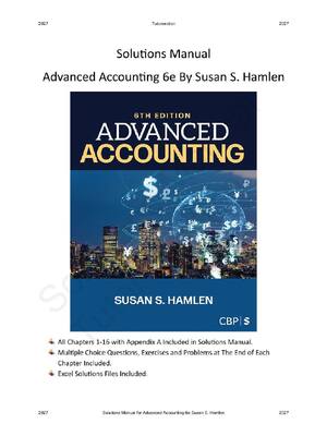 Preview of Solutions Manual for Advanced Accounting 6th Edition By Susan S. Hamlen | All Chapters 1-1