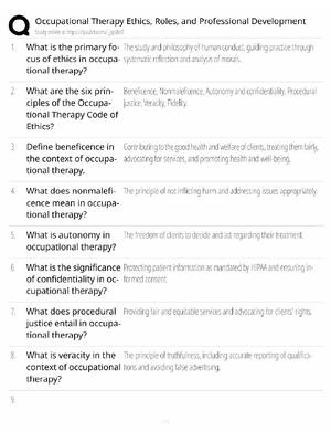 Preview of Occupational Therapy Ethics Study Guide / Roles & Professional Development / Score 100% /