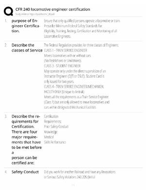 Preview of Locomotive Engineer Certification Study Guide / CFR 240 Exam Prep / Score 100% / 2025 Upda