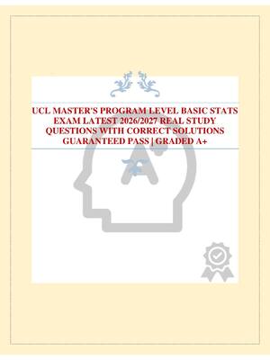 Preview of UCL MASTER'S PROGRAM LEVEL BASIC STATS EXAM LATEST 2026/2027 REAL STUDY QUESTIONS WITH COR