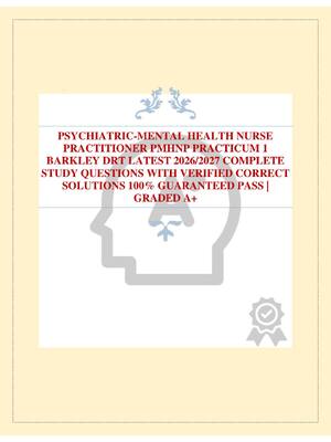 Preview of PSYCHIATRIC-MENTAL HEALTH NURSE PRACTITIONER PMHNP PRACTICUM 1 BARKLEY DRT LATEST 2026/202