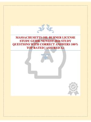 Preview of MASSACHUSETTS OIL BURNER LICENSE STUDY GUIDE NEWEST 2026 STUDY QUESTIONS WITH CORRECT ANSW