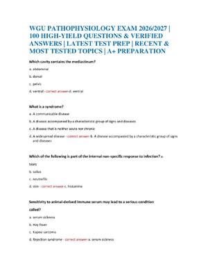 Preview of WGU PATHOPHYSIOLOGY EXAM 2026/2027 | 100 HIGH-YIELD QUESTIONS & VERIFIED ANSWERS | LATEST