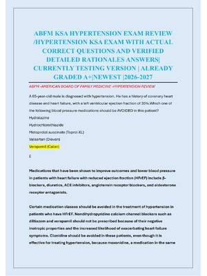 Preview of ABFM KSA HYPERTENSION EXAM REVIEW  /HYPERTENSION KSA EXAM