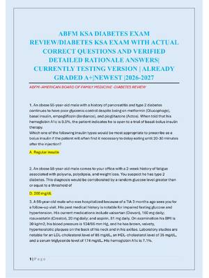 Preview of ABFM KSA DIABETES EXAM  REVIEW/DIABETES KSA EXAM