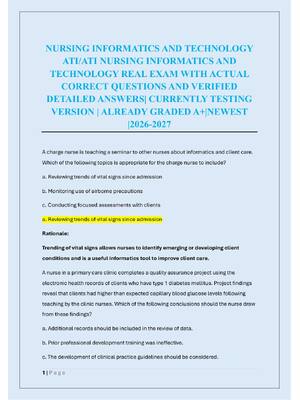Preview of NURSING INFORMATICS AND TECHNOLOGY  ATI/ATI NURSING INFORMATICS AND  TECHNOLOGY REAL EXAM