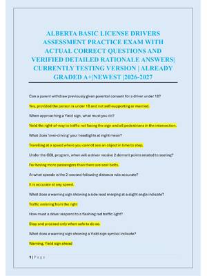 Preview image for ALBERTA BASIC LICENSE DRIVERS  ASSESSMENT PRACTICE EXAM