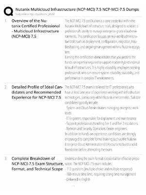 Preview of Nutanix NCP-MCI 7.5 Study Guide / Multicloud Infrastructure Dumps / Score 100% / 2025 Upda