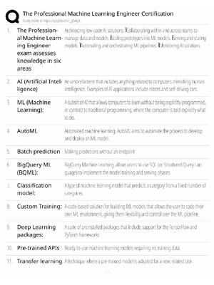 Preview of Machine Learning Engineer Study Guide / Professional Certification Exam Prep / Score 100%