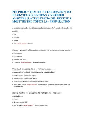 Preview image for PFF POLICY PRACTICE TEST 2026/2027 | 950 HIGH-YIELD QUESTIONS & VERIFIED ANSWERS | LATEST TESTBANK | RECENT & MOST TESTED TOPICS | A+ PREPARATION