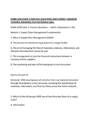 Preview of SCMN 2150 EXAM 1 PRACTICE QUESTIONS AND CORRECT ANSWERS