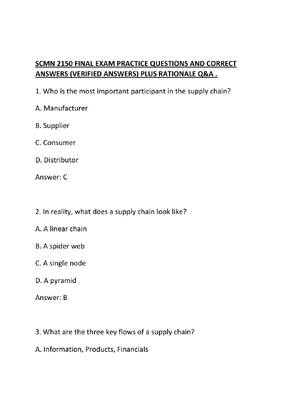 Preview of SCMN 2150 FINAL EXAM PRACTICE QUESTIONS AND CORRECT