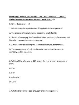 Preview of SCMN 2150 PRACTICE EXAM PRACTICE QUESTIONS AND CORRECT ANSWERS