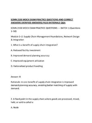 Preview of SCMN 2150 MOCK EXAM PRACTICE QUESTIONS AND CORRECT ANSWERS