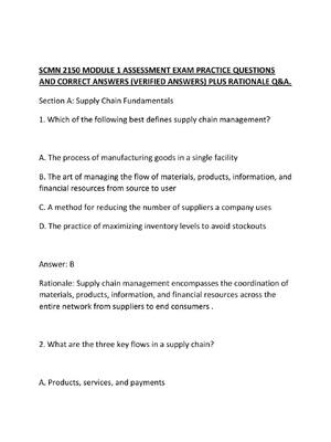 Preview of SCMN 2150 MODULE 1 ASSESSMENT EXAM PRACTICE QUESTIONS AND CORRECT ANSWERS