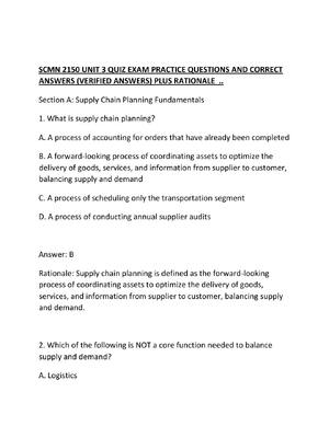 Preview of SCMN 2150 UNIT 3 QUIZ EXAM PRACTICE QUESTIONS AND CORRECT ANSWERS