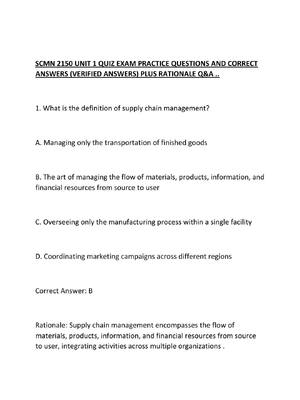 Preview of SCMN 2150 UNIT 1 QUIZ EXAM PRACTICE QUESTIONS AND CORRECT ANSWERS