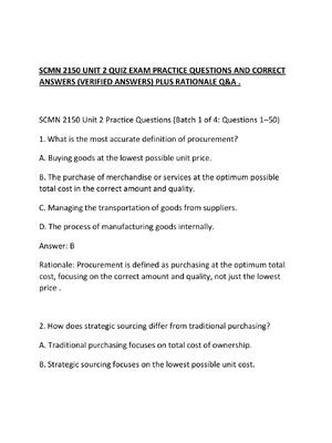 Preview of SCMN 2150 UNIT 2 QUIZ EXAM PRACTICE QUESTIONS AND CORRECT ANSWERS