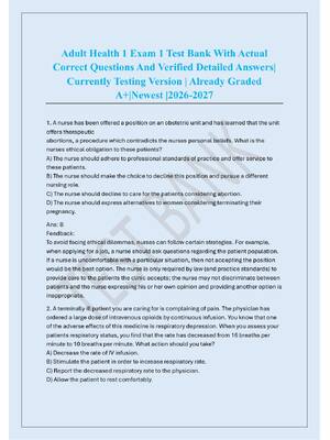 Preview of Adult Health 1 Exam 1 Test Bank