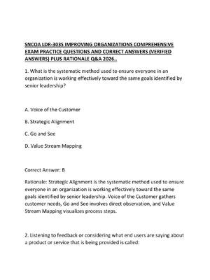Preview of SNCOA LDR-303S IMPROVING ORGANIZATIONS COMPREHENSIVE EXAM PRACTICE QUESTIONS AND CORRECT A
