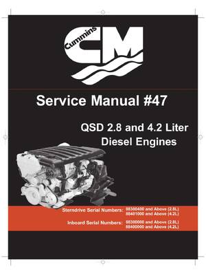 Preview of Cummins Mercury Service Manual 47 - QSD 2.8 and 4.2 Diesel Engine