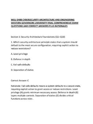 Preview of WGU D488 CYBERSECURITY ARCHITECTURE AND ENGINEERING WESTERN GOVERNORS UNIVERSITY FINAL COM