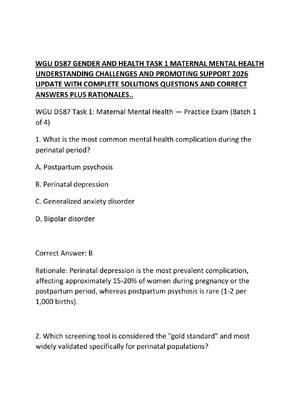 Preview of WGU D587 GENDER AND HEALTH TASK 1 MATERNAL MENTAL HEALTH UNDERSTANDING CHALLENGES AND PROM