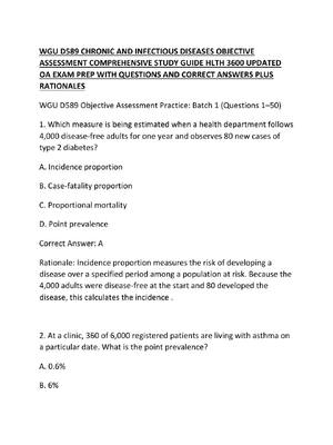 Preview of WGU D589 CHRONIC AND INFECTIOUS DISEASES OBJECTIVE ASSESSMENT COMPREHENSIVE STUDY GUIDE HL