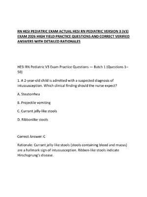 Preview of RN HESI PEDIATRIC EXAM ACTUAL HESI RN PEDIATRIC VERSION 3