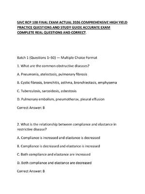 Preview of SJVC RCP 100 FINAL EXAM ACTUAL 2026 COMPREHENSIVE HIGH YIELD PRACTICE QUESTIONS AND STUDY