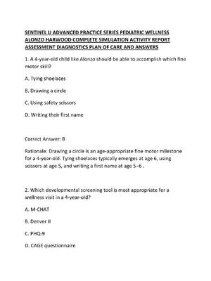 Preview of SENTINEL U ADVANCED PRACTICE SERIES PEDIATRIC WELLNESS ALONZO HARWOOD COMPLETE SIMULATION