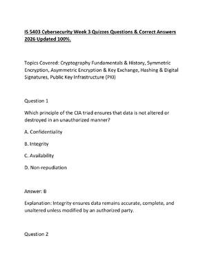 Preview of IS 5403 Cybersecurity Week 3 Quizzes Questions