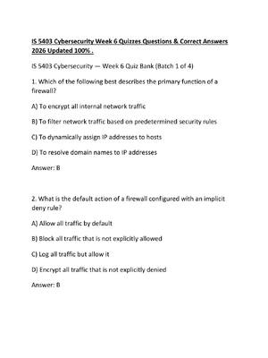 Preview of IS 5403 Cybersecurity Week 6 Quizzes Questions