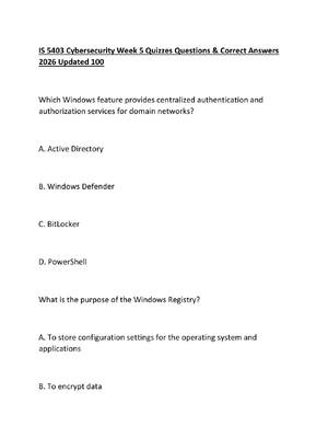 Preview of IS 5403 Cybersecurity Week 5 Quizzes Questions