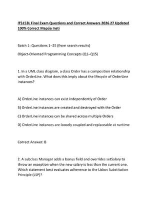 Preview of ITS153L Final Exam Questions and Correct Answers 2026 27 Updated 100