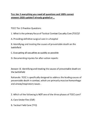 Preview of Tccc tier 2 everything you need all questions and 100% correct answers 2026 update!! alrea